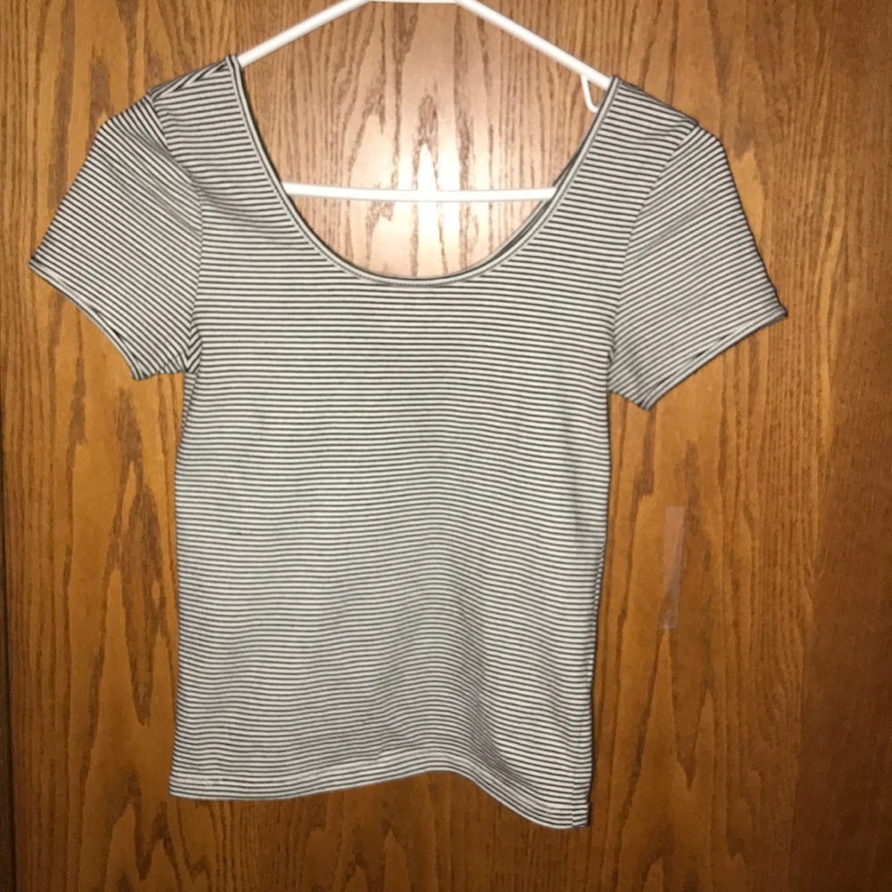 Black and white striped crop top